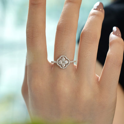 [Elowen Jewels]Four Leaf Clover Flower Design Ring