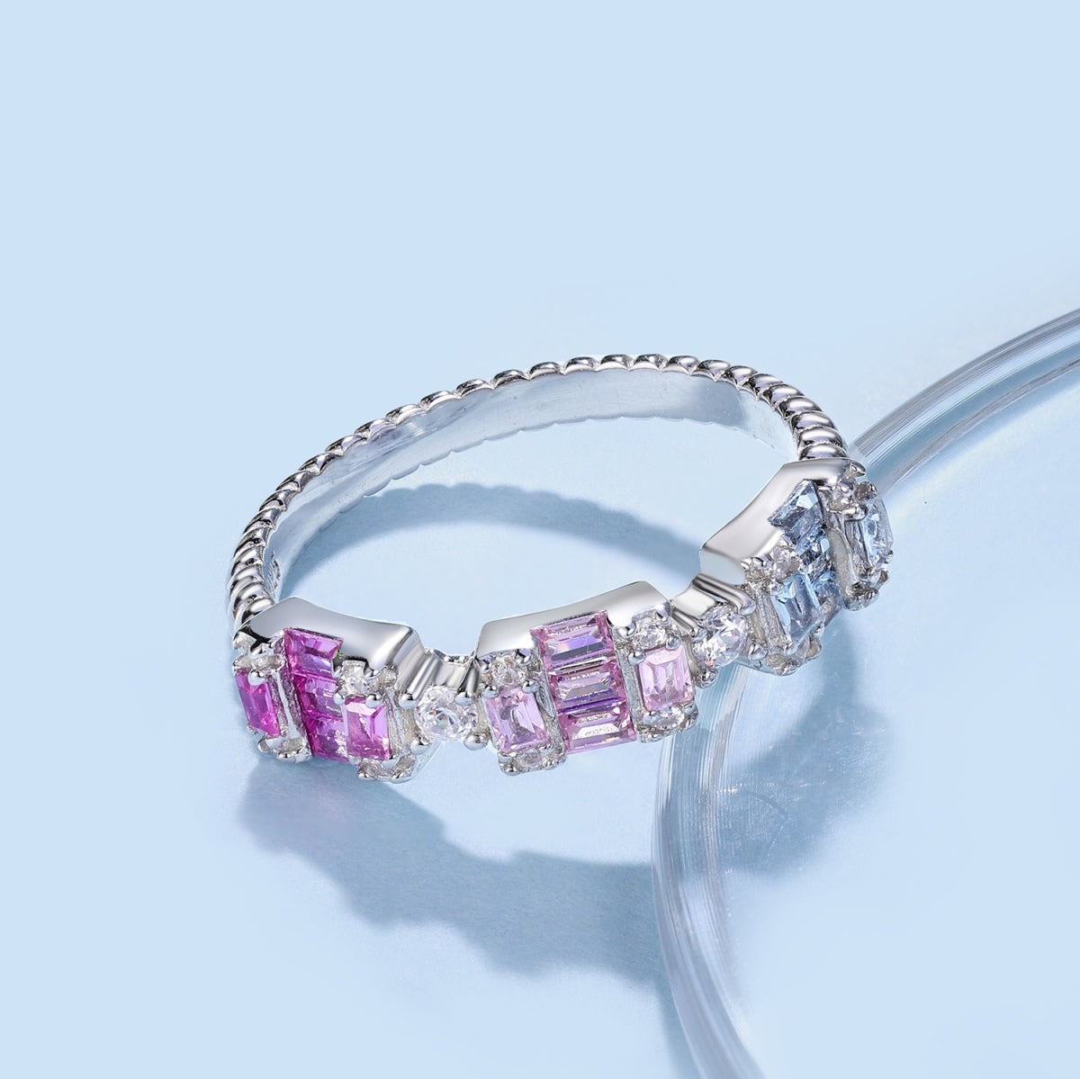 [Elowen Jewels]Unique Colorful Emerald Cut Party Ring