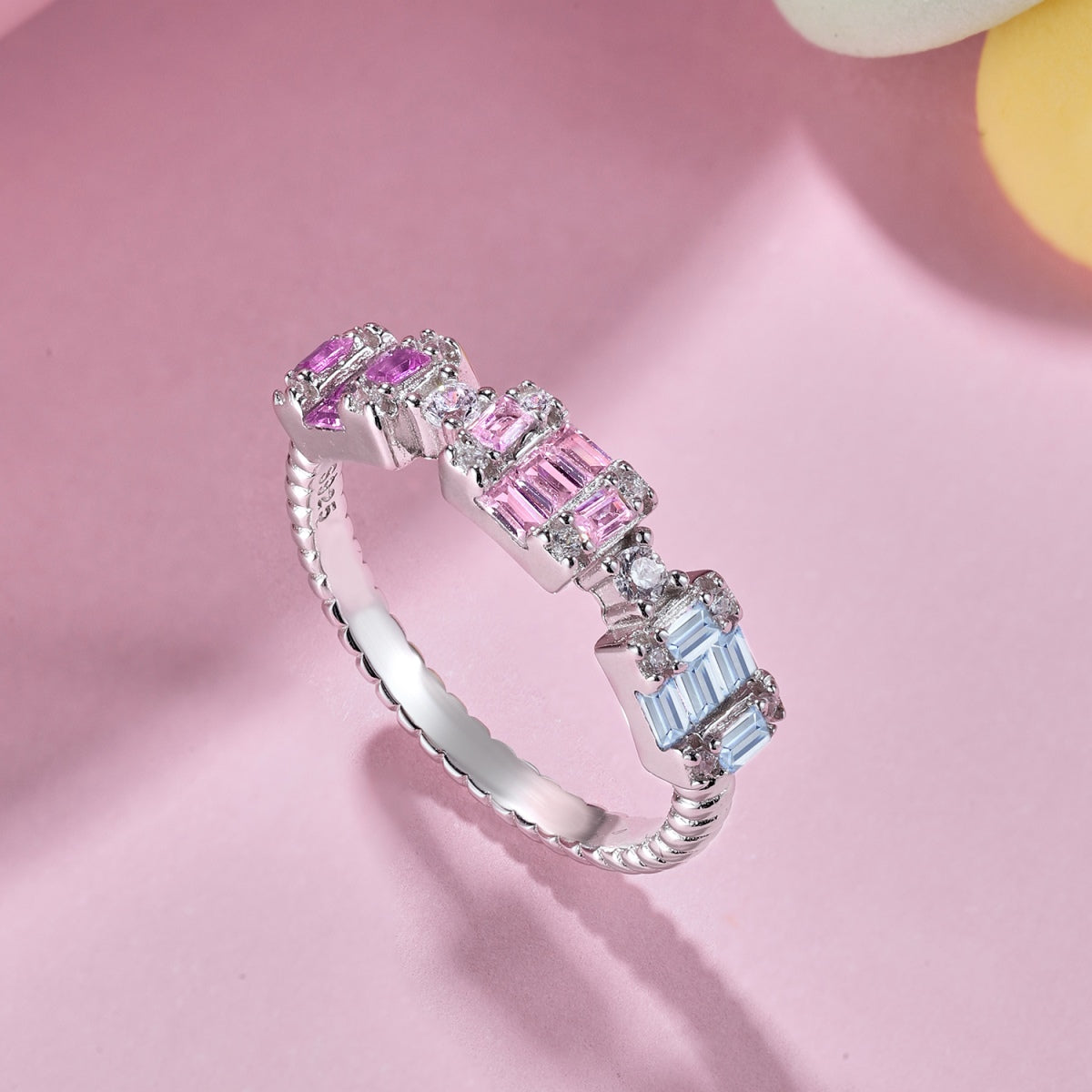 [Elowen Jewels]Unique Colorful Emerald Cut Party Ring
