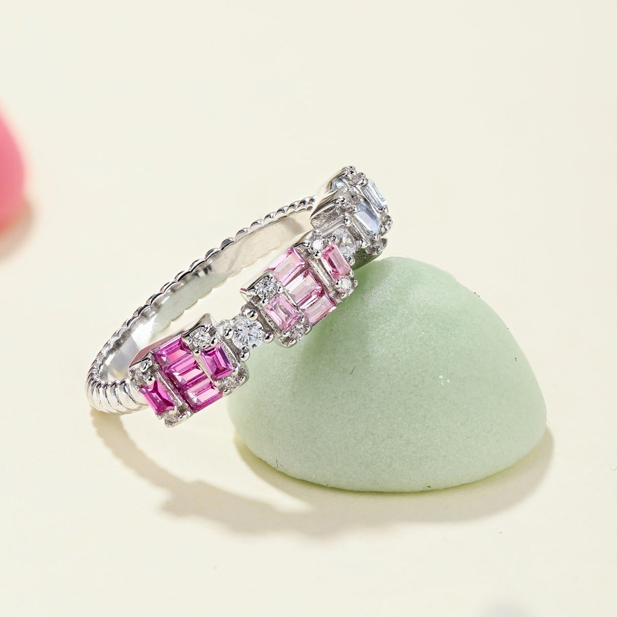 [Elowen Jewels]Unique Colorful Emerald Cut Party Ring