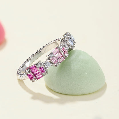 [Elowen Jewels]Unique Colorful Emerald Cut Party Ring