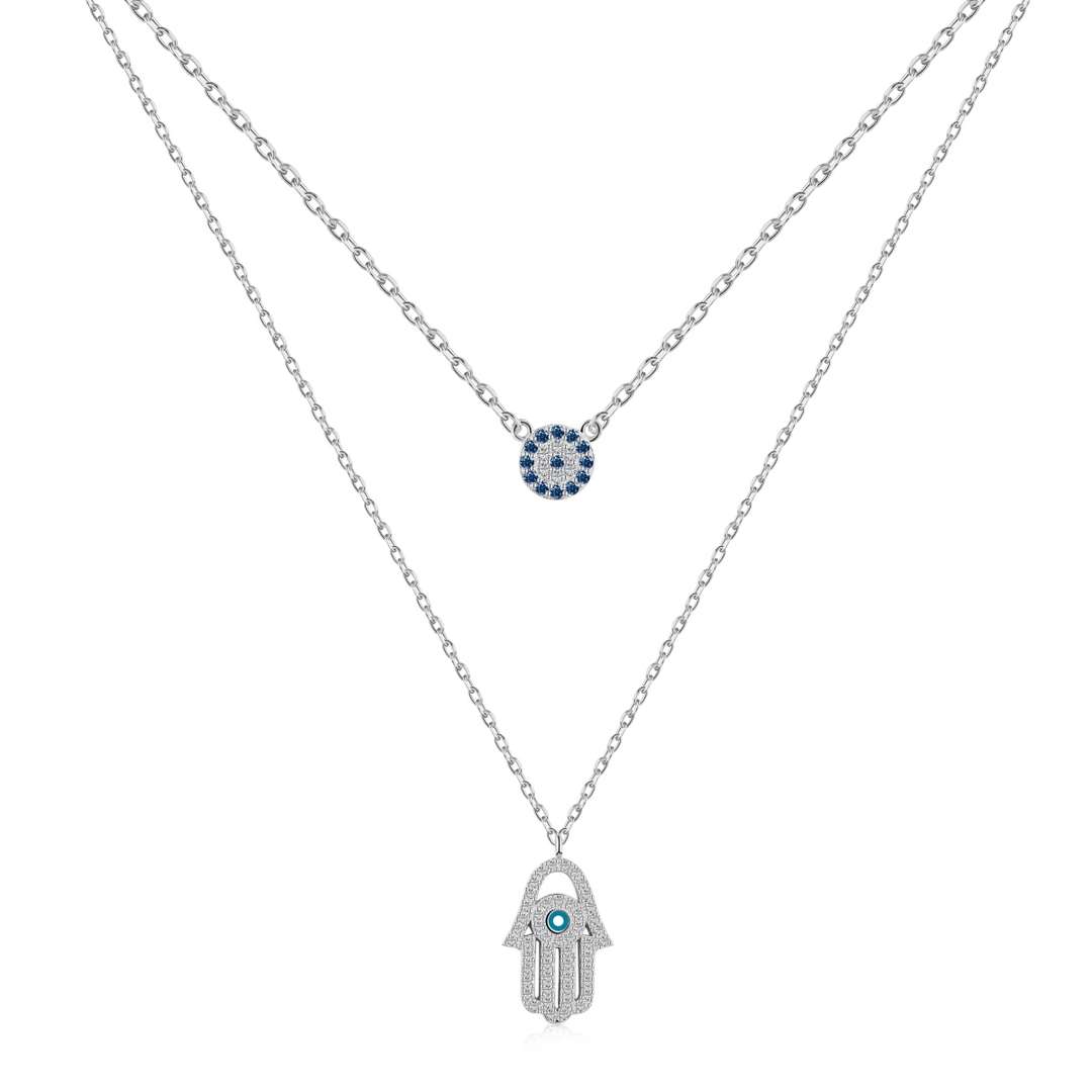 [Elowen Jewels]Demon Eye Hamsa Palm Necklace