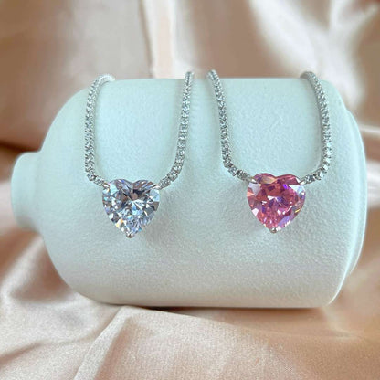 [Elowen Jewels]8.0 Carat Versatile Colorful Sweet Heart-Shaped Tennis Necklace