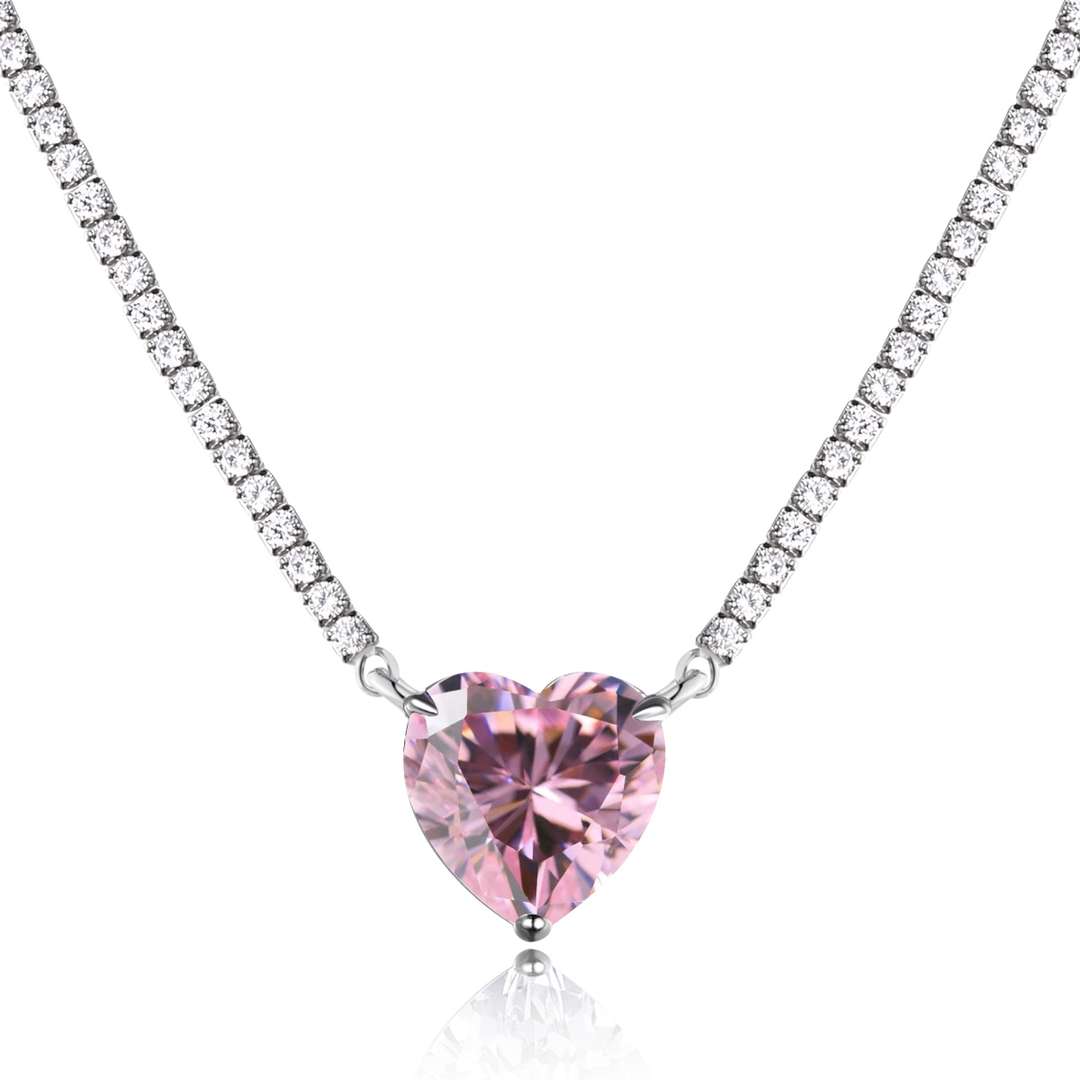 [Elowen Jewels]8.0 Carat Versatile Colorful Sweet Heart-Shaped Tennis Necklace