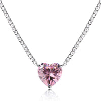 [Elowen Jewel]8.0 Carat Versatile Colorful Sweet Heart-Shaped Tennis Necklace