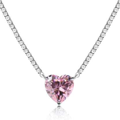 [Elowen Jewels]8.0 Carat Versatile Colorful Sweet Heart-Shaped Tennis Necklace
