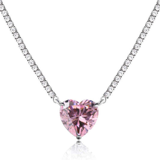 [Elowen Jewels]8.0 Carat Versatile Colorful Sweet Heart-Shaped Tennis Necklace