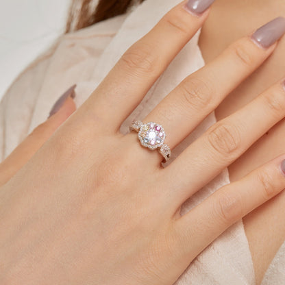 [Elowen Jewels]Delicate Colorful Round Cut Flower Shape Wedding Ring