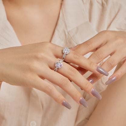[Elowen Jewels]Delicate Colorful Round Cut Flower Shape Wedding Ring