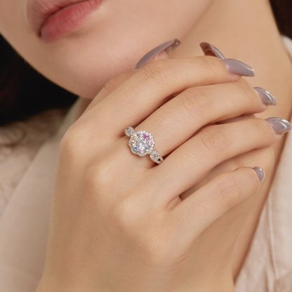 [Elowen Jewels]Delicate Colorful Round Cut Flower Shape Wedding Ring