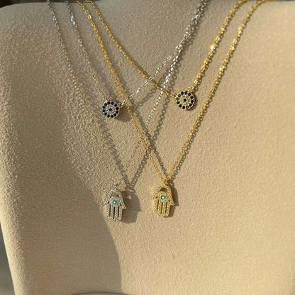 [Elowen Jewels]Demon Eye Hamsa Palm Necklace