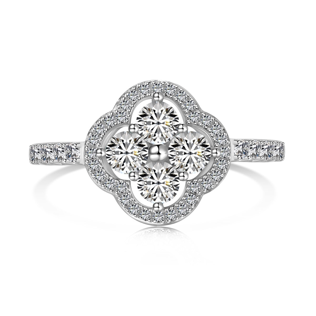 [Elowen Jewels]Four Leaf Clover Flower Design Ring