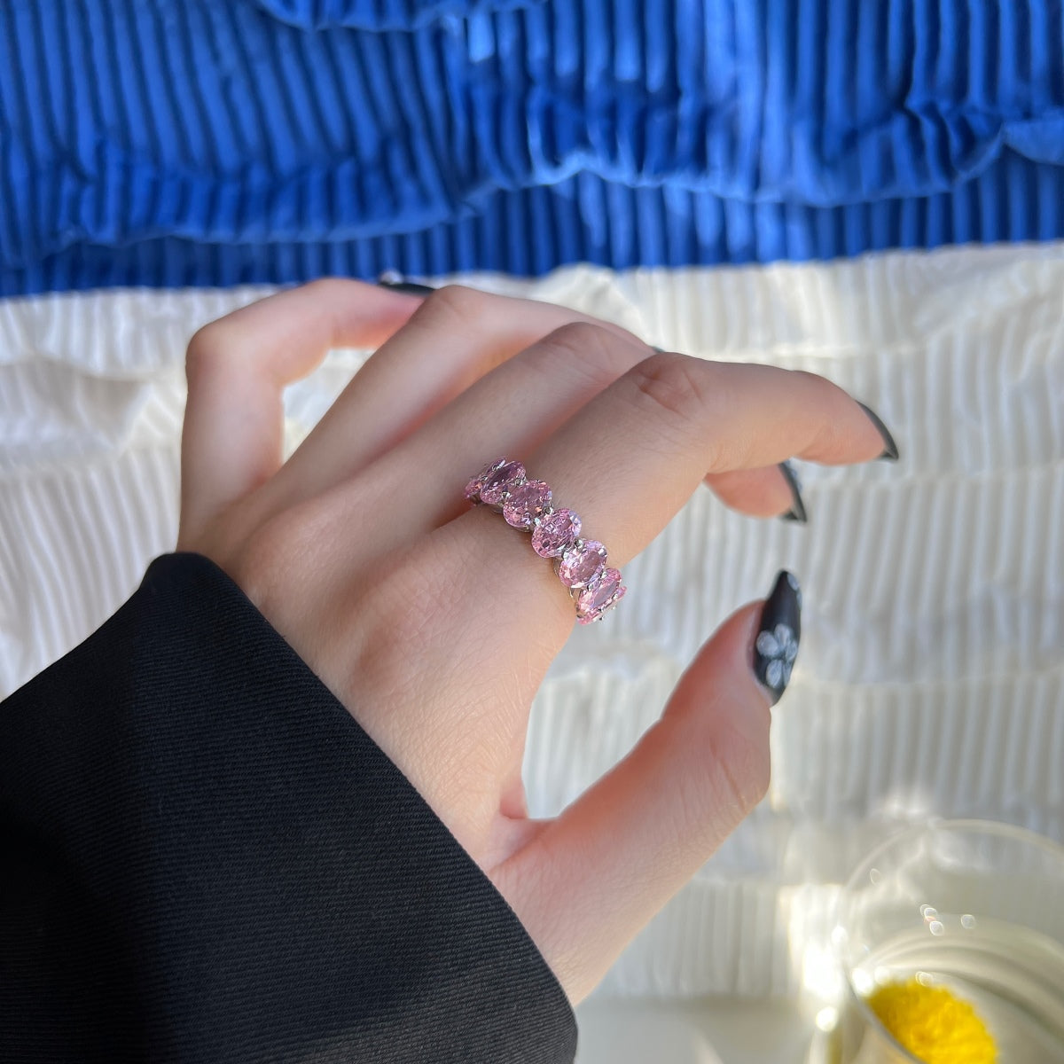 [Elowen Jewels]Dainty Elongated Cushion Cut Tennis Ring