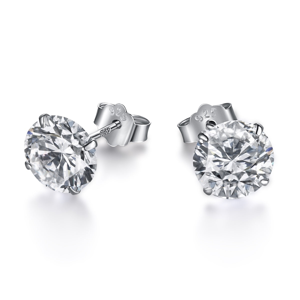 [Elowen Jewels]Stylish Shiny Round Center Stone Stud Earrings
