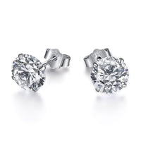 [Elowen Jewel]Stylish Shiny Round Center Stone Stud Earrings