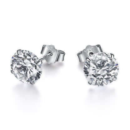 [Elowen Jewels]Stylish Shiny Round Center Stone Stud Earrings