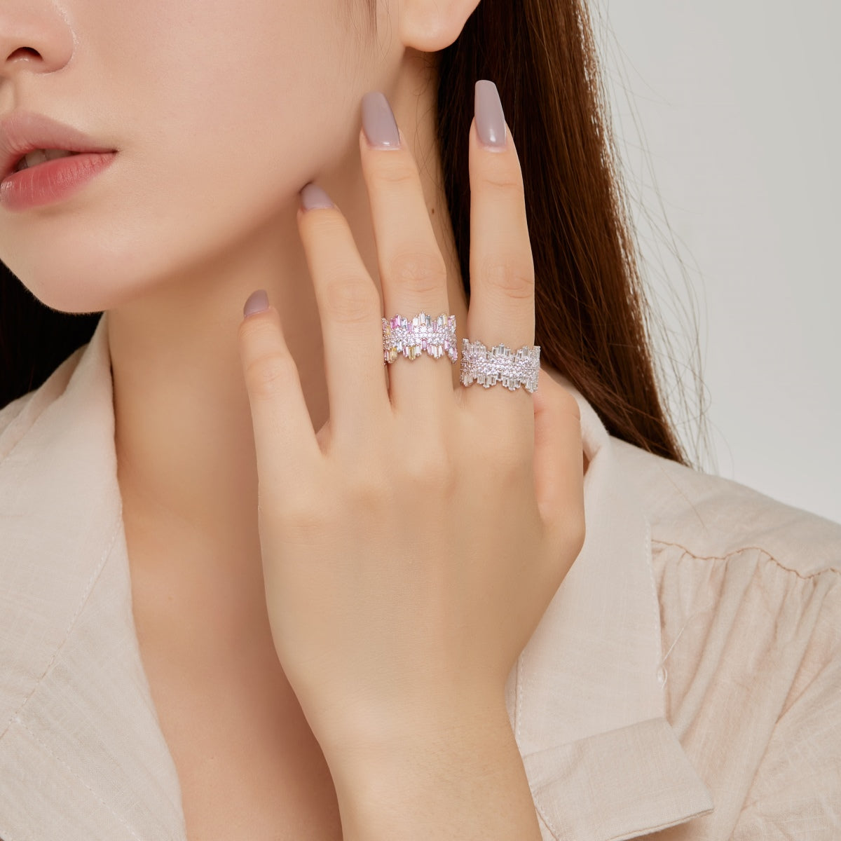 [Elowen Jewels]Luxurious Colorful Radiant Cut Daily Ring