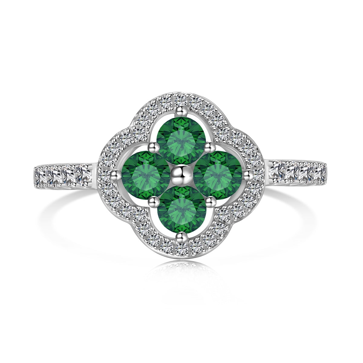 [Elowen Jewels]Four Leaf Clover Flower Design Ring