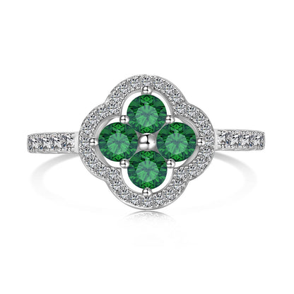 [Elowen Jewels]Four Leaf Clover Flower Design Ring