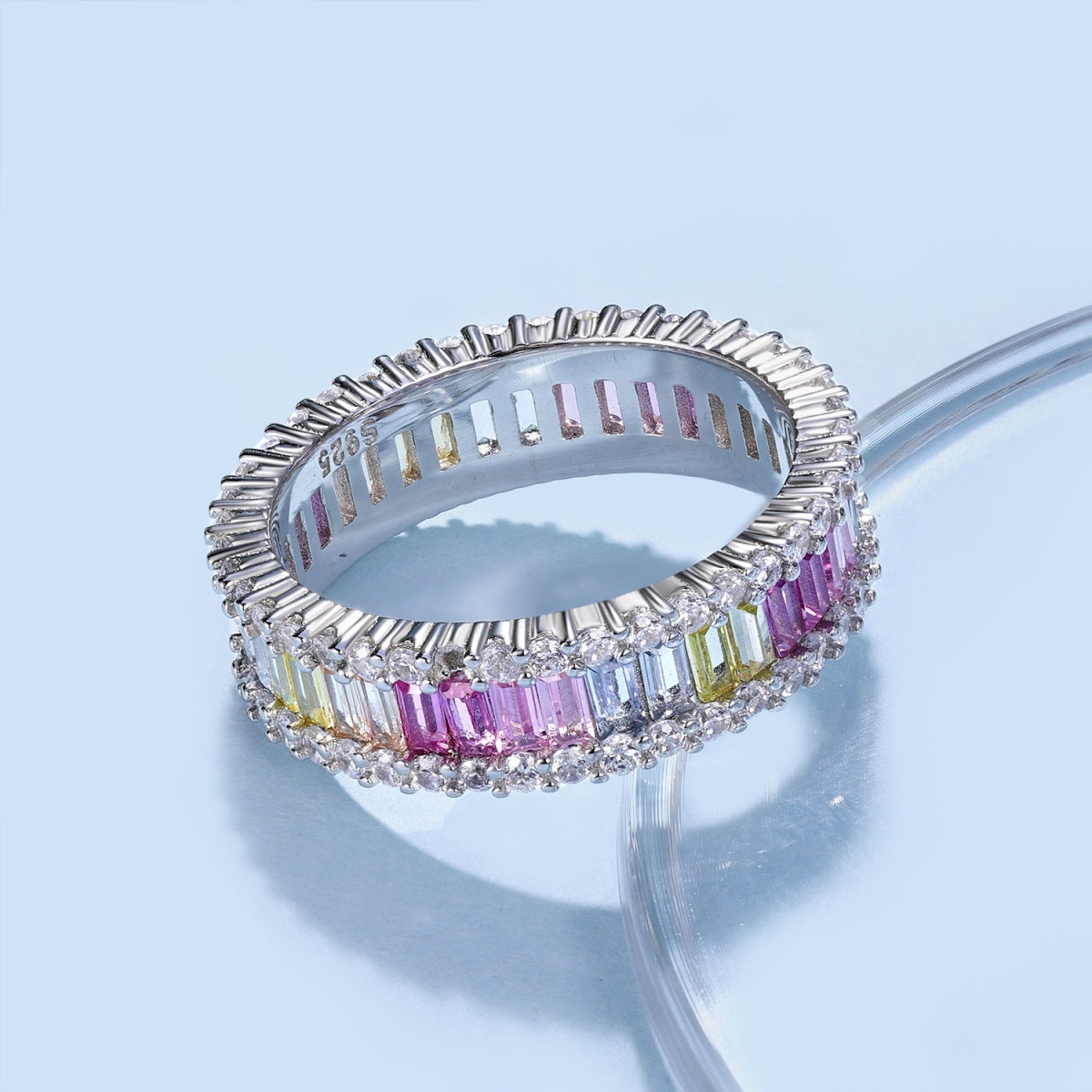 [Elowen Jewels]Dainty Kaleidoscopic Emerald Cut Daily Ring