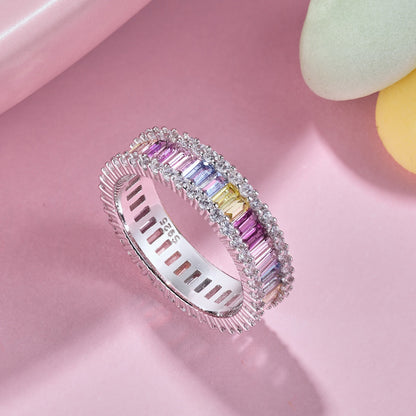 [Elowen Jewels]Dainty Kaleidoscopic Emerald Cut Daily Ring