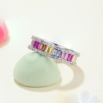 [Elowen Jewels]Dainty Kaleidoscopic Emerald Cut Daily Ring