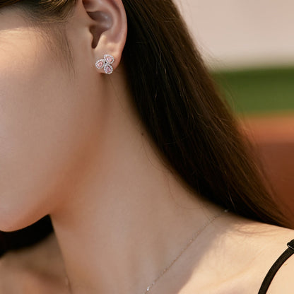 [Elowen Jewels]Ornate Flower Shape Pear Cut Lover Earrings
