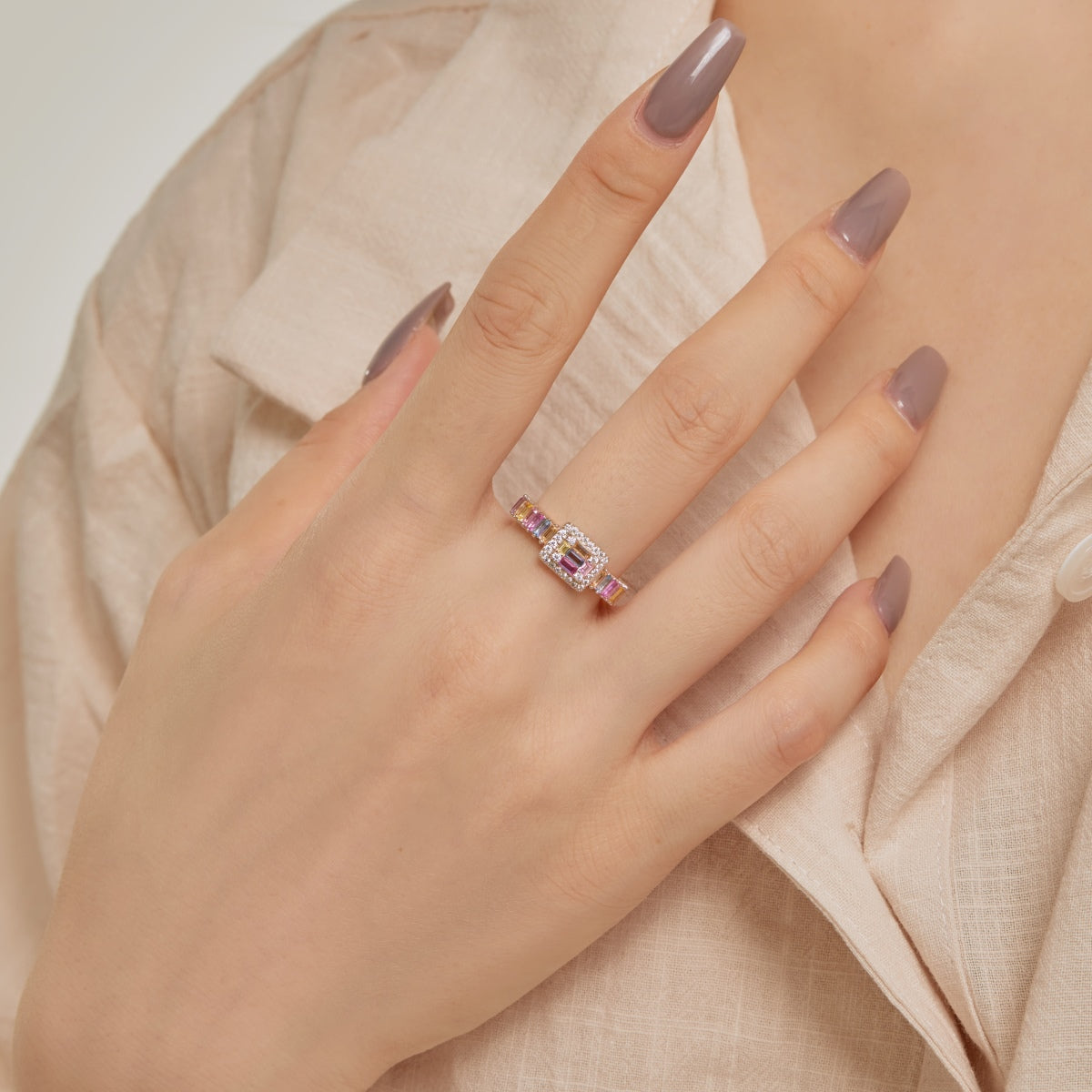 [Elowen Jewels]Exquisite Colorful Radiant Cut Party Ring