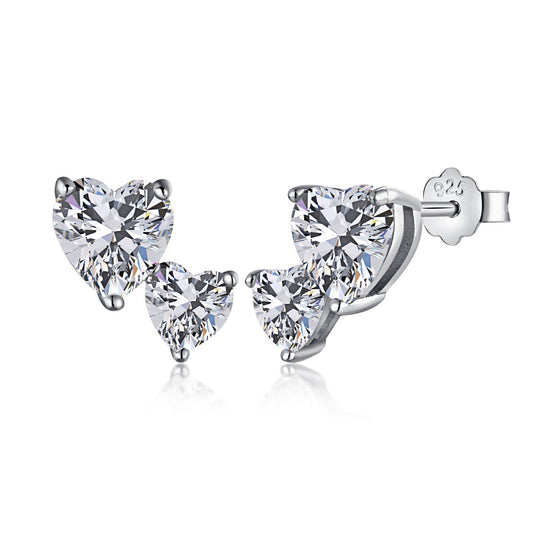 [Elowen Jewels]Double Heart-Shape Classic Princess Style Earrings