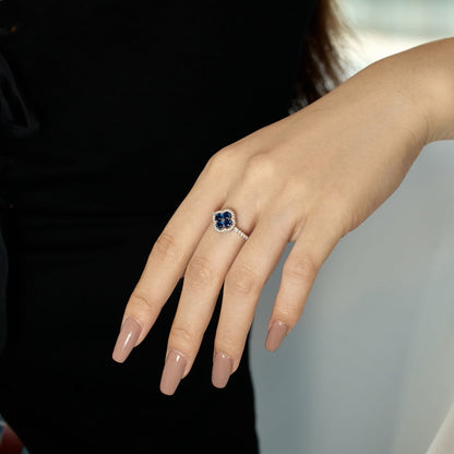 [Elowen Jewels]Four Leaf Clover Flower Design Ring