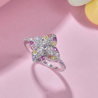 [Elowen Jewels]Luxurious Colorful Flower Shape Banquet Ring