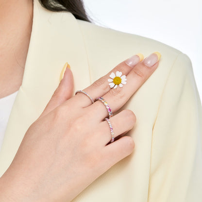 [Elowen Jewels]Ornate Colorful Round Cut Tennis Ring