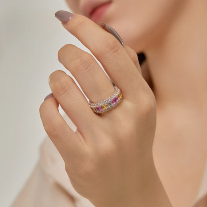 [Elowen Jewels]Dainty Colorful Radiant Cut Daily Ring