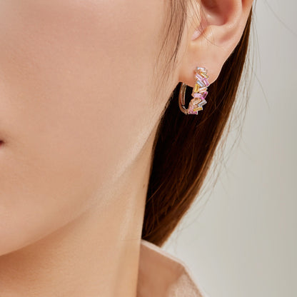 [Elowen Jewels]Dazzling Colorful Emerald Cut Daily Earrings
