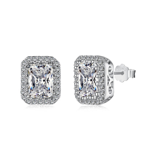 [Elowen Jewels]1.0 Carat Luxurious Dainty Emerald Cut Daily Earrings