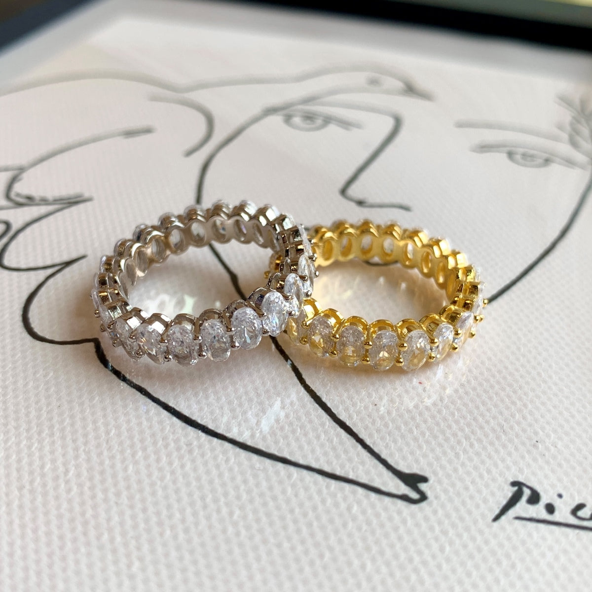 [Elowen Jewels]Ornate Oval Cut Tennis Ring
