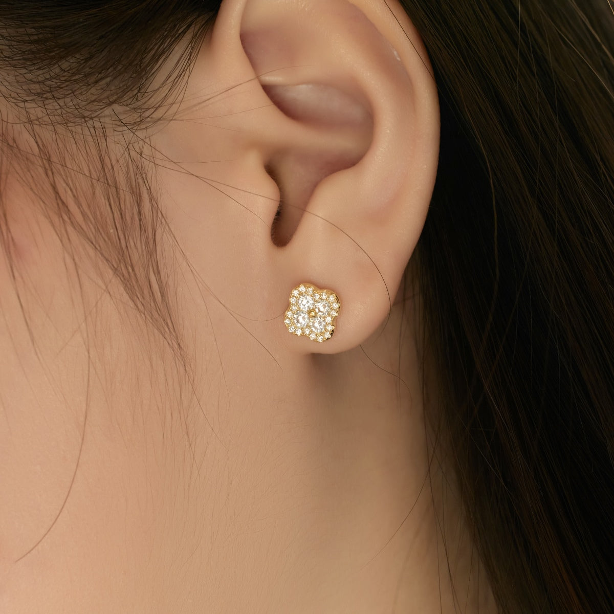 [Elowen Jewels]Four-Leaf Clover Flower Shaped Earrings