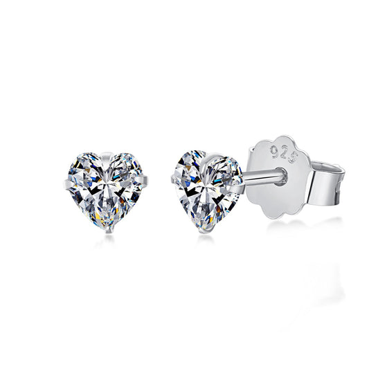 [Elowen Jewels]Sparkling Heart Shaped Simple Earrings