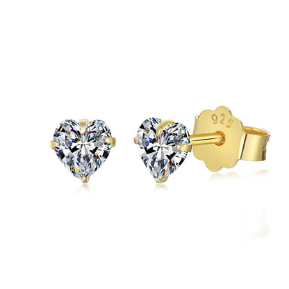 [Elowen Jewels]Sparkling Heart Shaped Simple Earrings