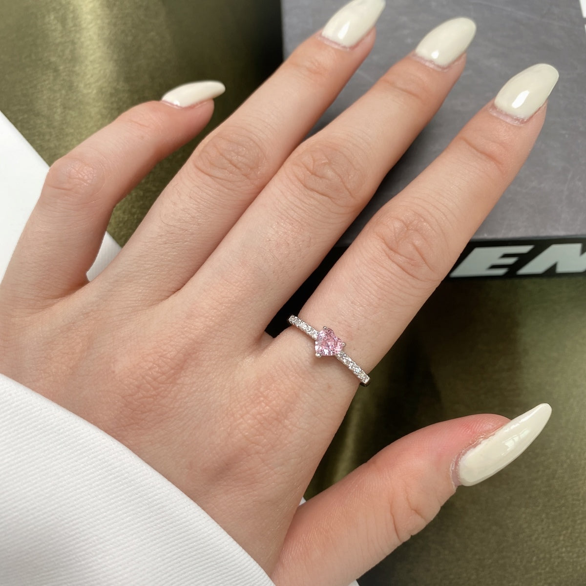 [Elowen Jewels]0.5 Carat CaratEternity Charming Heart Shape Lover Ring