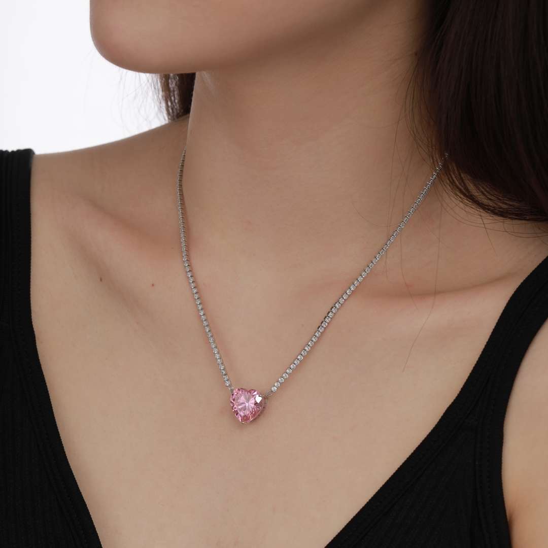 [Elowen Jewels]8.0 Carat Versatile Colorful Sweet Heart-Shaped Tennis Necklace