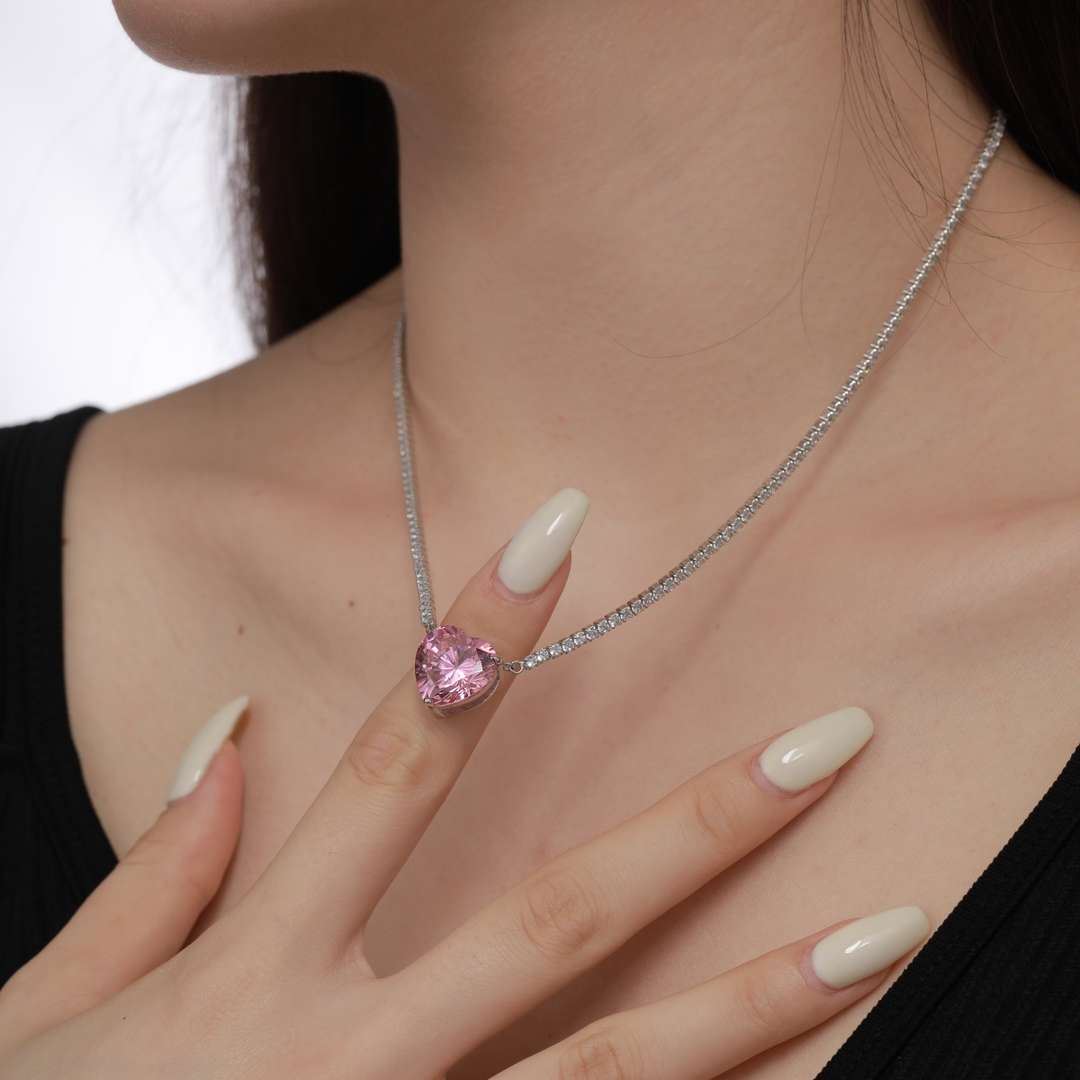 [Elowen Jewels]8.0 Carat Versatile Colorful Sweet Heart-Shaped Tennis Necklace