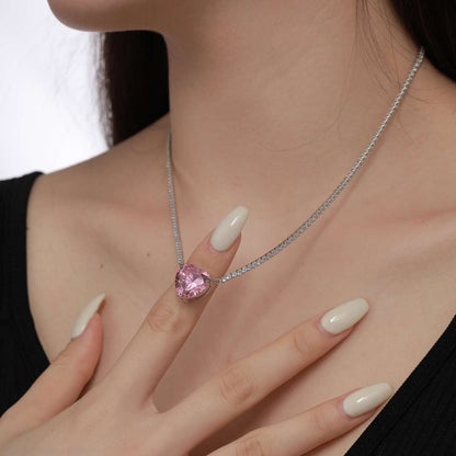[Elowen Jewels]8.0 Carat Versatile Colorful Sweet Heart-Shaped Tennis Necklace