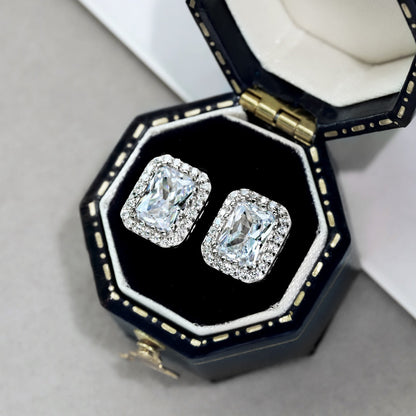 [Elowen Jewels]1.0 Carat Luxurious Dainty Emerald Cut Daily Earrings