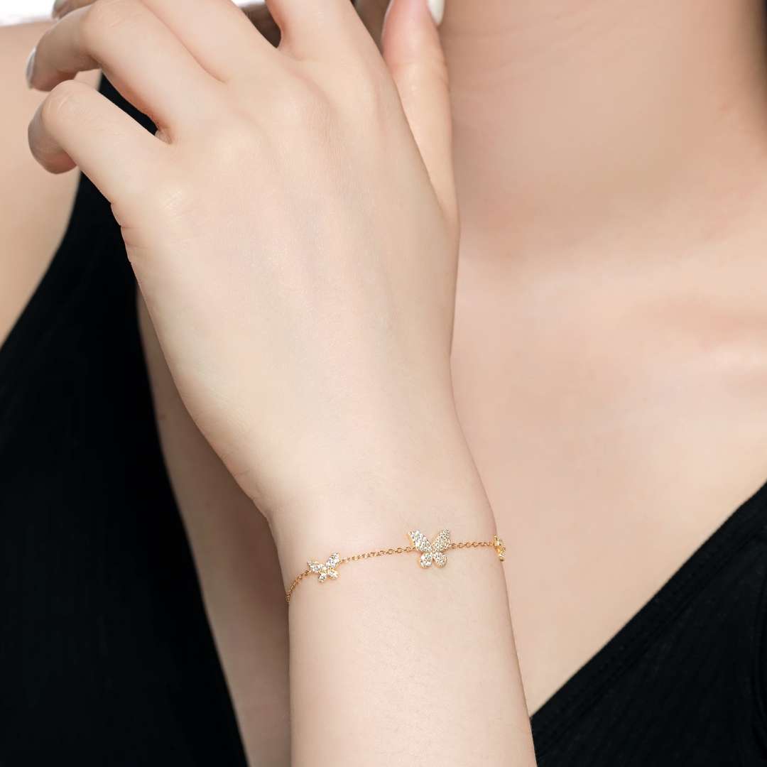 [Elowen Jewels]Delicate Butterfly Pendant Bracelet