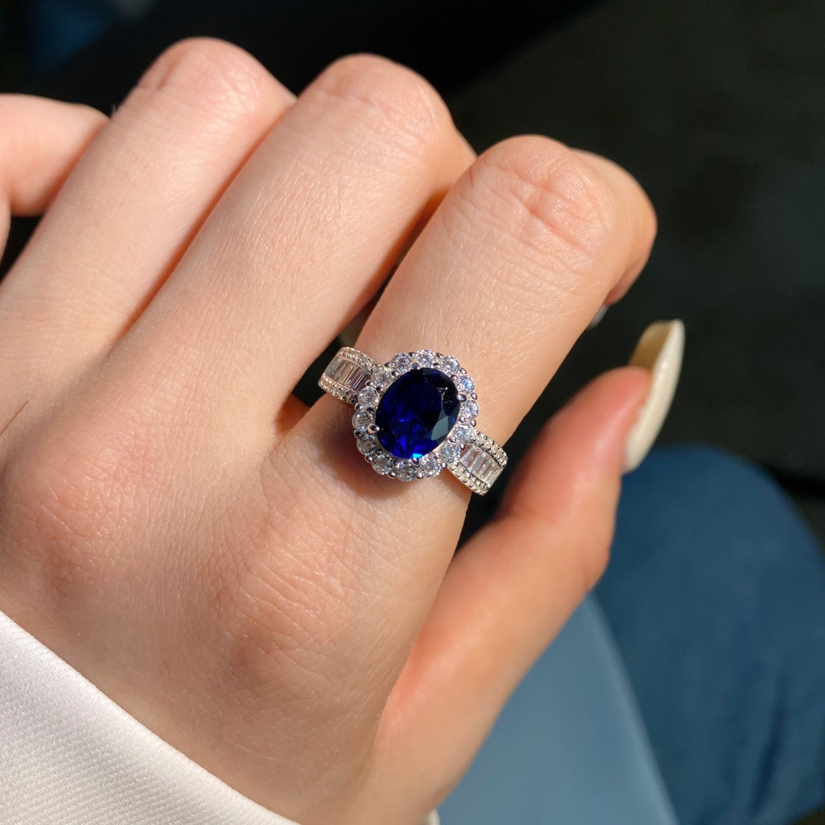 [Elowen Jewels]1.5 Carat Dazzling Charming Oval Cut Banquet Ring