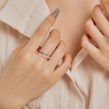 [Elowen Jewels]Charming Colorful Radiant Cut Adjustable Daily Ring
