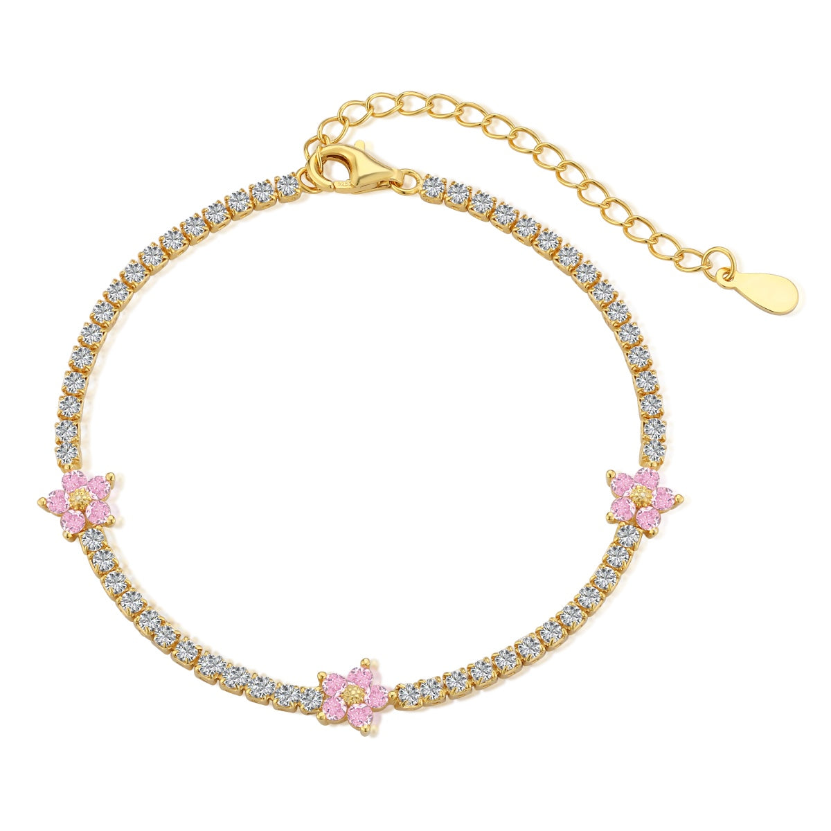 [Elowen Jewels]Sparkling Flower Shape Tennis Bracelet