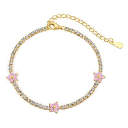 [Elowen Jewels]Sparkling Flower Shape Tennis Bracelet