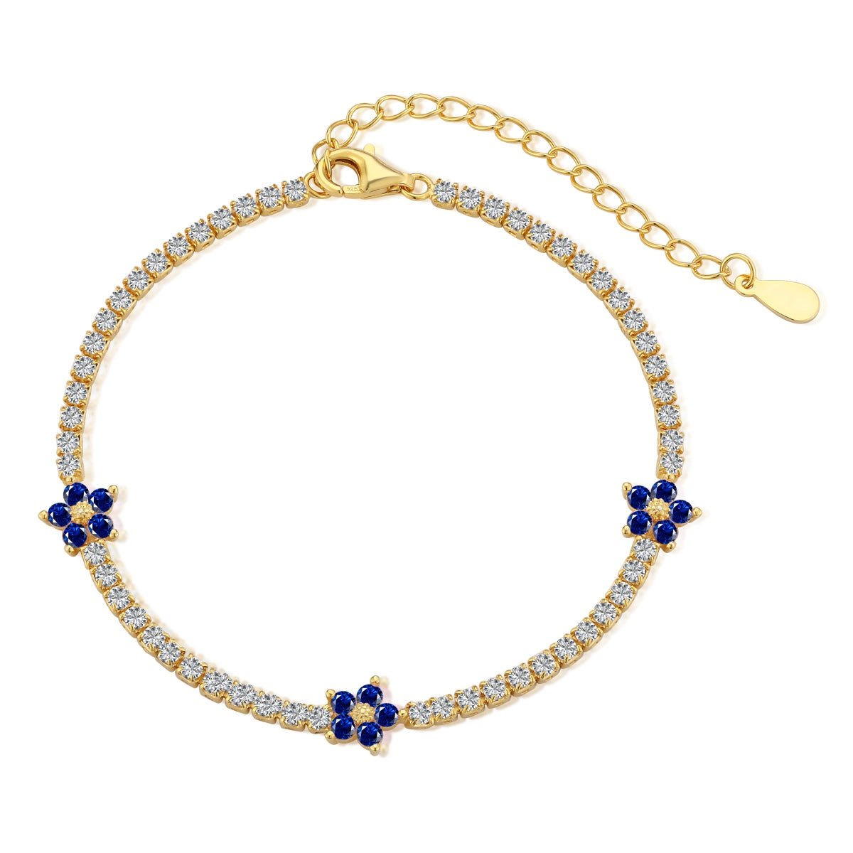 [Elowen Jewels]Sparkling Flower Shape Tennis Bracelet